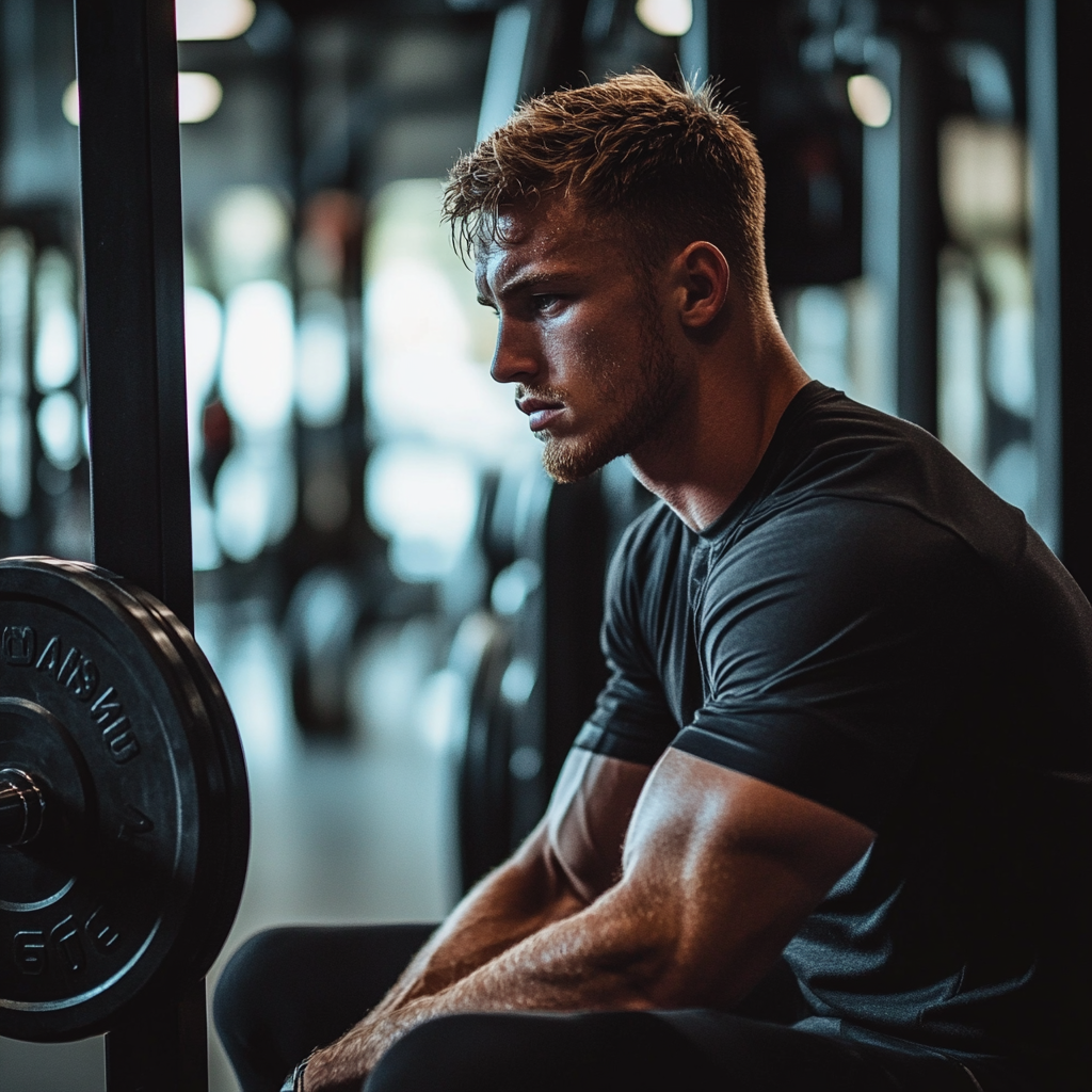 Man sitting down in the gym