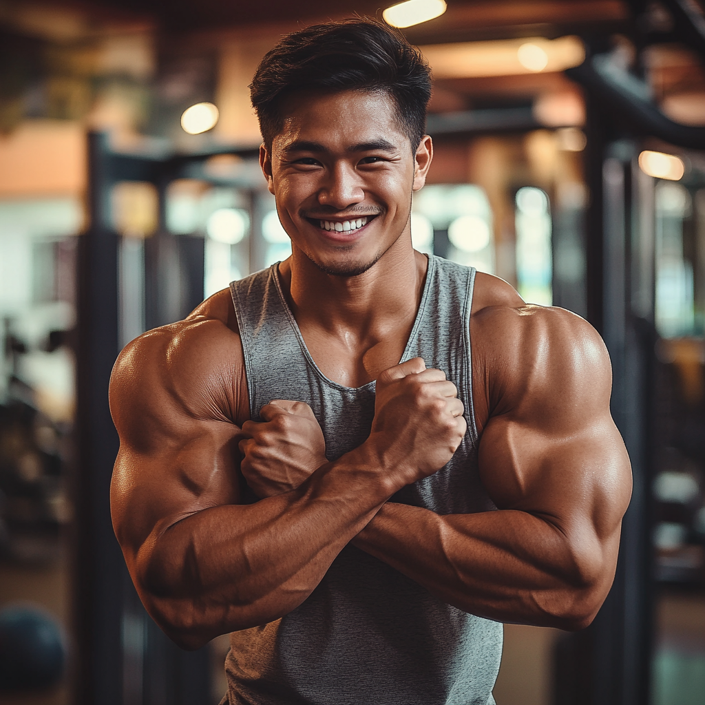 man flexing and smiling2