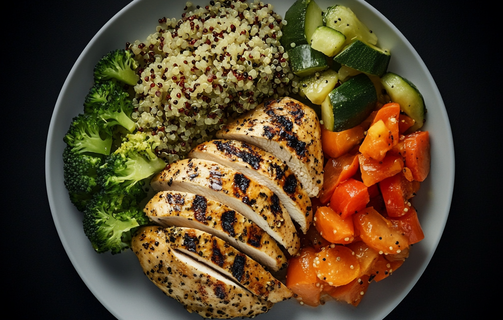 1. Grilled Chicken, Quinoa, and Steamed Vegetables