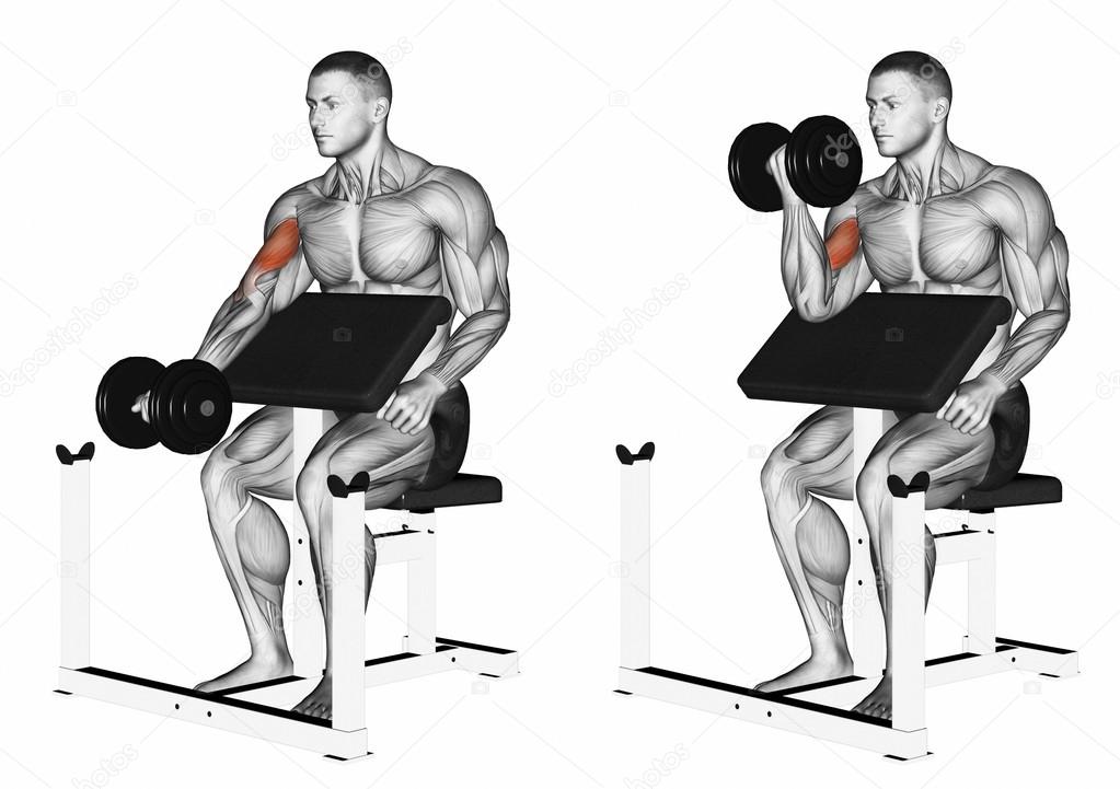 One arm dumbbell preacher curl — Stock Photo © print4ready@yahoo.com #114227956